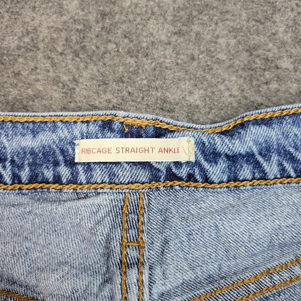 Levis Jeans Womens 32 Premium Boho Streetwear Grunge Ribcage Straight Ankle - Picture 11 of 11